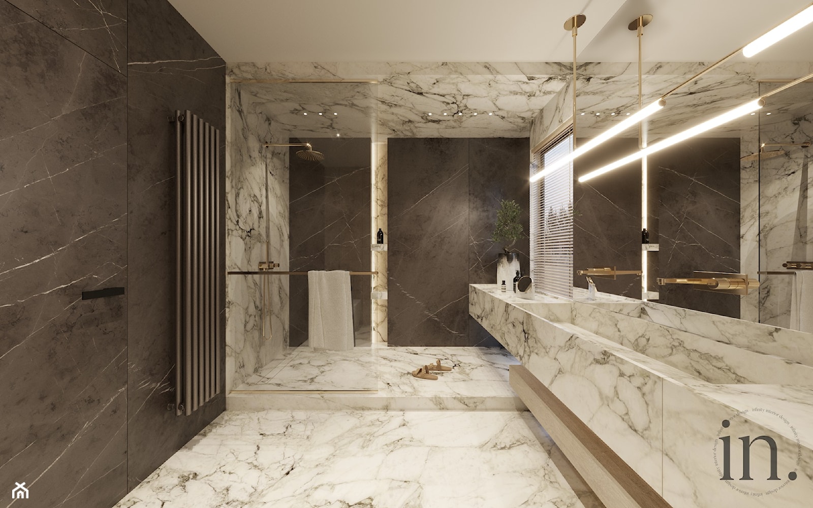 Duża Łazienka z prysznicem i podwójną umywalką - zdjęcie od INFINITY Architektura Wnętrz - Homebook