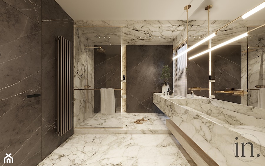 Duża Łazienka z prysznicem i podwójną umywalką - zdjęcie od INFINITY Architektura Wnętrz