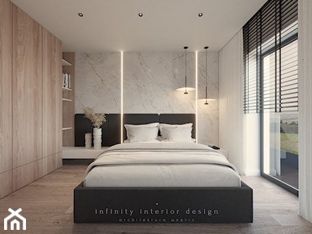 Aranżacje wnętrz - Sypialnia: Sypialnia małżeńska z szafą - Infinity Interior Design. Przeglądaj, dodawaj i zapisuj najlepsze zdjęcia, pomysły i inspiracje designerskie. W bazie mamy już prawie milion fotografii!