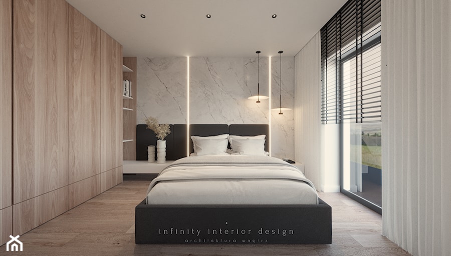 Sypialnia małżeńska z szafą - zdjęcie od Infinity Interior Design