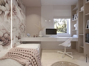 Pokój dla dziewczynki różowy z tapetą - zdjęcie od INFINITY Architektura Wnętrz