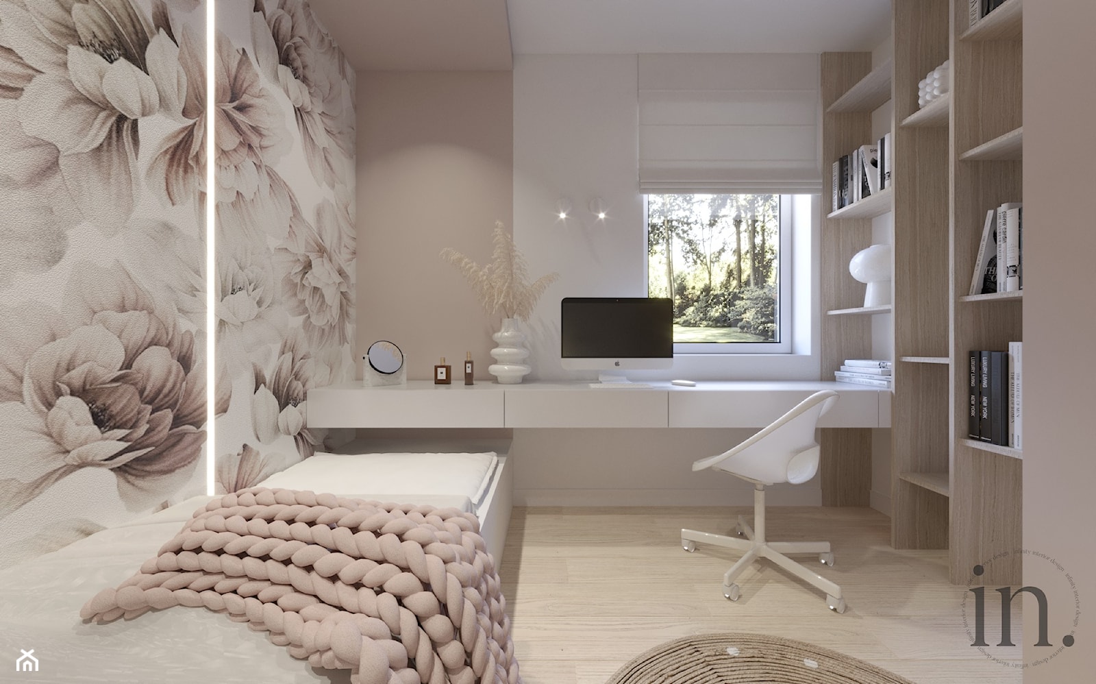 Pokój dla dziewczynki różowy z tapetą - zdjęcie od Infinity Interior Design - Homebook