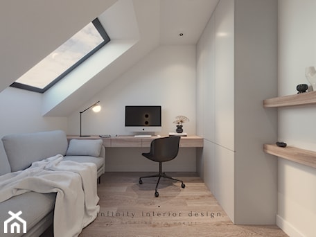 Aranżacje wnętrz - Biuro: Domowe biuro i pokój gościnny 2w1 - Infinity Interior Design. Przeglądaj, dodawaj i zapisuj najlepsze zdjęcia, pomysły i inspiracje designerskie. W bazie mamy już prawie milion fotografii!