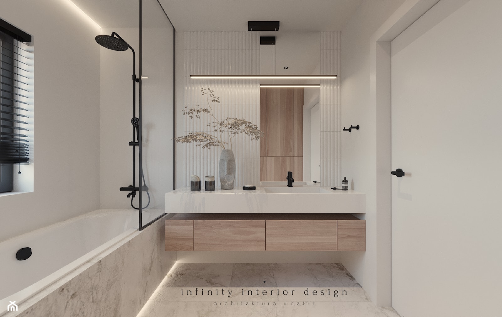 Łazienka z wanną i parawanem - zdjęcie od Infinity Interior Design - Homebook