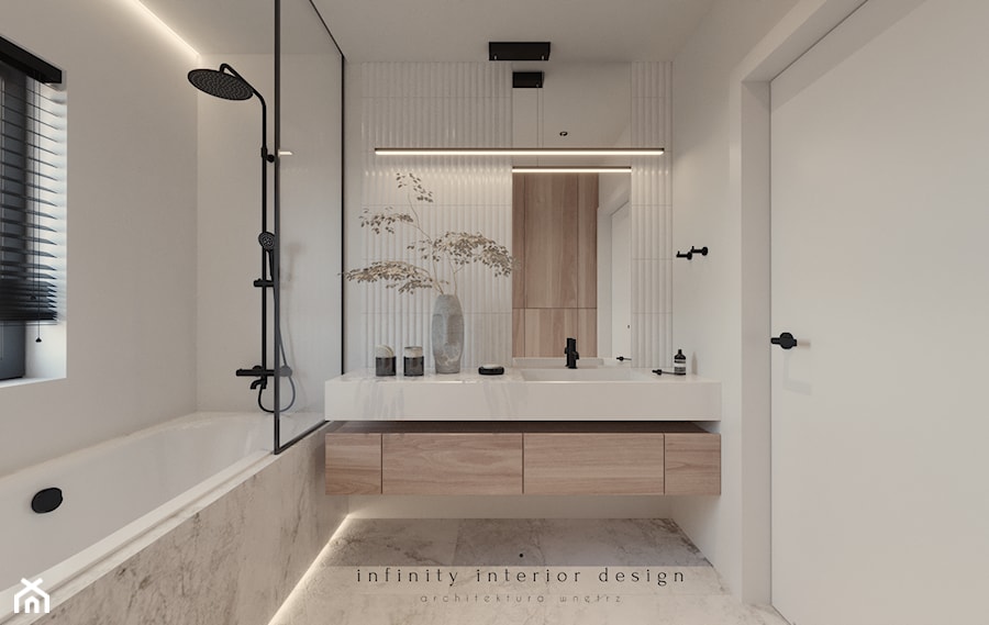 Łazienka z wanną i parawanem - zdjęcie od INFINITY Architektura Wnętrz