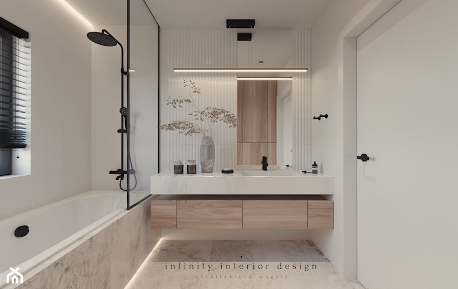 Łazienka z wanną i parawanem - zdjęcie od Infinity Interior Design