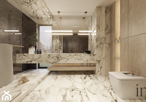 Duża Łazienka z prysznicem i podwójną umywalką - zdjęcie od INFINITY Architektura Wnętrz