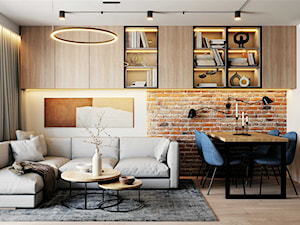 Salon z ceglaną ścianą - zdjęcie od NOA studio