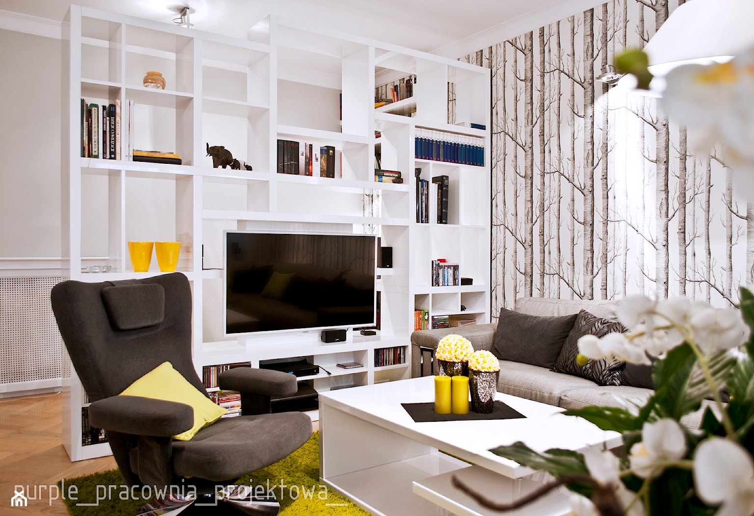 Mieszkanie na Ursynowie - Salon, styl nowoczesny - zdjęcie od PURPLE PRACOWNIA - Homebook