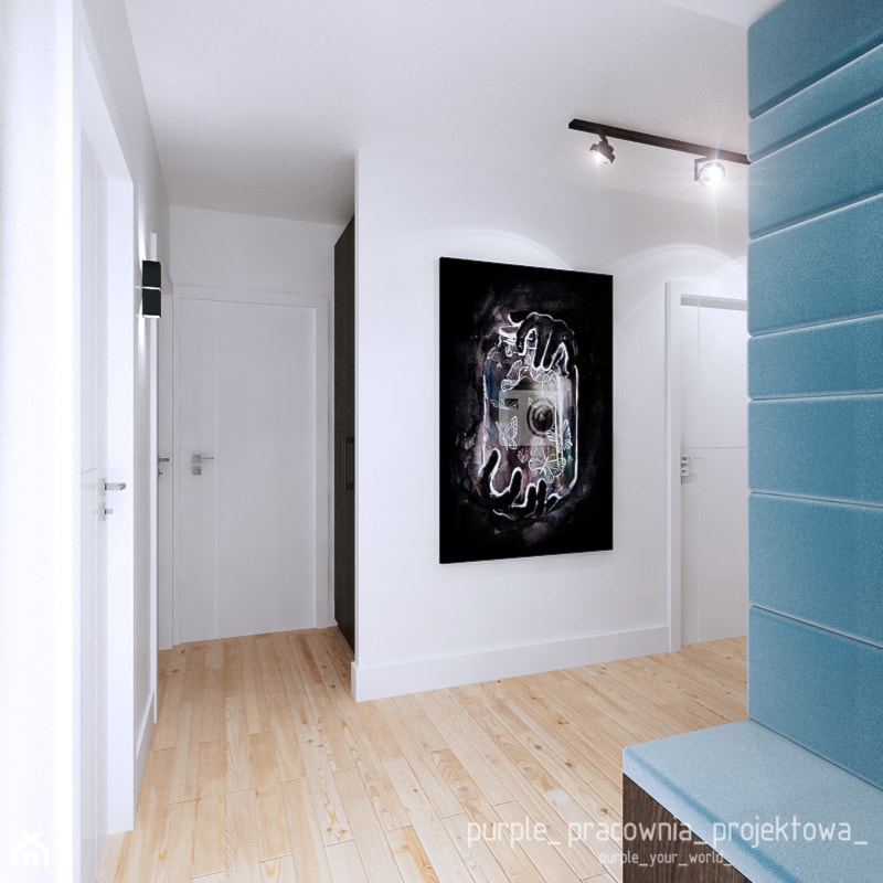 Mieszkanie Wilanów 110 m2 - Średni biały hol / przedpokój, styl nowoczesny - zdjęcie od PURPLE PRACOWNIA