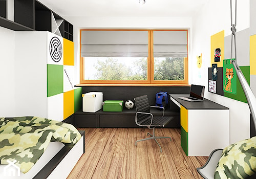 Dom jednorodzinny w Siedlcach - Średni biały pokój dziecka dla nastolatka dla chłopca, styl nowoczesny - zdjęcie od PURPLE PRACOWNIA