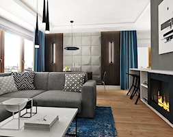 Mieszkanie Wilanów 110 m2 - Mały brązowy szary salon z jadalnią, styl nowoczesny - zdjęcie od PURPLE PRACOWNIA - Homebook