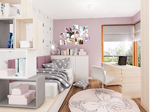 Dom jednorodzinny w Siedlcach - Średni biały różowy pokój dziecka dla nastolatka dla dziewczynki, styl nowoczesny - zdjęcie od PURPLE PRACOWNIA