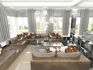 Dom Angola Luanda 850 m2 - Duży salon z jadalnią, styl glamour - zdjęcie od PURPLE PRACOWNIA
