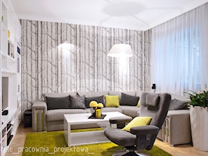 Mieszkanie na Ursynowie - Mały salon z bibiloteczką, styl nowoczesny - zdjęcie od PURPLE PRACOWNIA