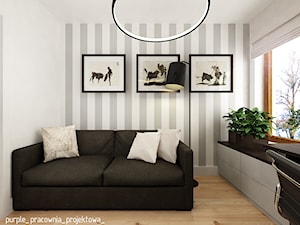 Mieszkanie Wilanów 110 m2 - Średnie z sofą białe szare biuro, styl nowoczesny - zdjęcie od PURPLE PRACOWNIA