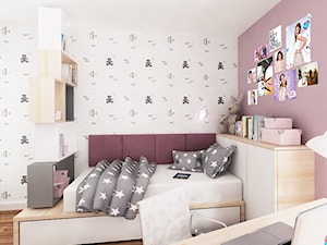Dom jednorodzinny w Siedlcach - Średni różowy pokój dziecka dla nastolatka dla dziewczynki, styl nowoczesny - zdjęcie od PURPLE PRACOWNIA