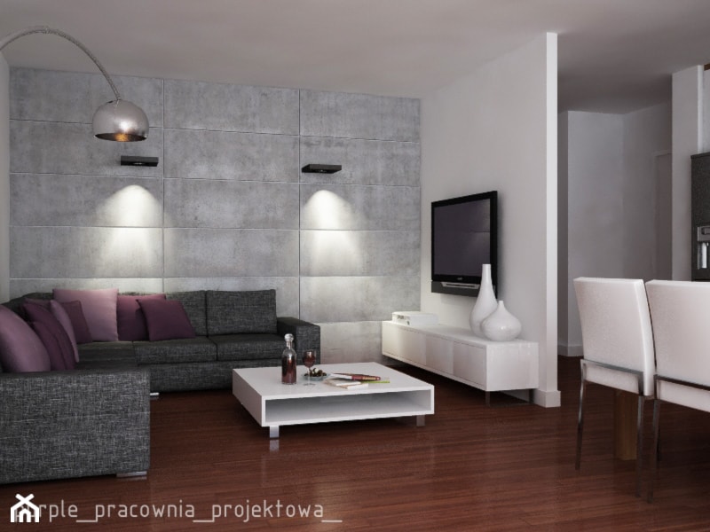 Mieszkanie na Tarchominie - Salon, styl nowoczesny - zdjęcie od PURPLE PRACOWNIA