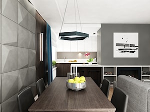 Mieszkanie Wilanów 110 m2 - Mały szary salon z kuchnią z jadalnią, styl nowoczesny - zdjęcie od PURPLE PRACOWNIA