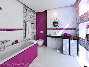 Dom jednorodzinny Łomianki - Średnia łazienka z oknem, styl glamour - zdjęcie od PURPLE PRACOWNIA