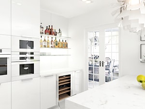 Kuchnie, wybrane projekty - Duża z zabudowaną lodówką kuchnia, styl nowoczesny - zdjęcie od PURPLE PRACOWNIA