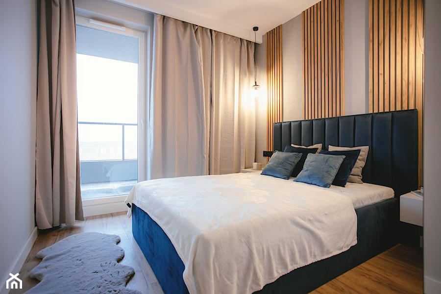 Sypialnia w apartamencie Modern Tower w Gdyni - zdjęcie od MPROJEKT MILENA BARANOWSKA-PALIWODA