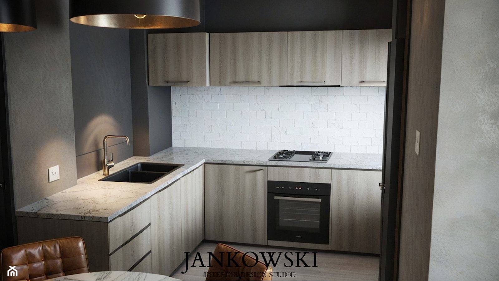 Nowoczesna kuchnia w ciepłych, naturalnych odcieniach - zdjęcie od JANKOWSKI Interior Design Studio - Homebook