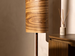 Wyjątkowa lampa podłogowa drewniana, klosz z forniru, ściemniacz, ledy - zdjęcie od UteBUK