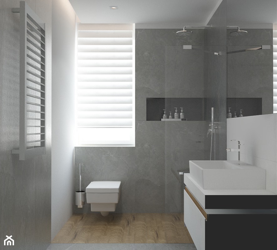 ul. Długa - Średnia z punktowym oświetleniem łazienka z oknem, styl nowoczesny - zdjęcie od Patryk Kowalski Design - Homebook