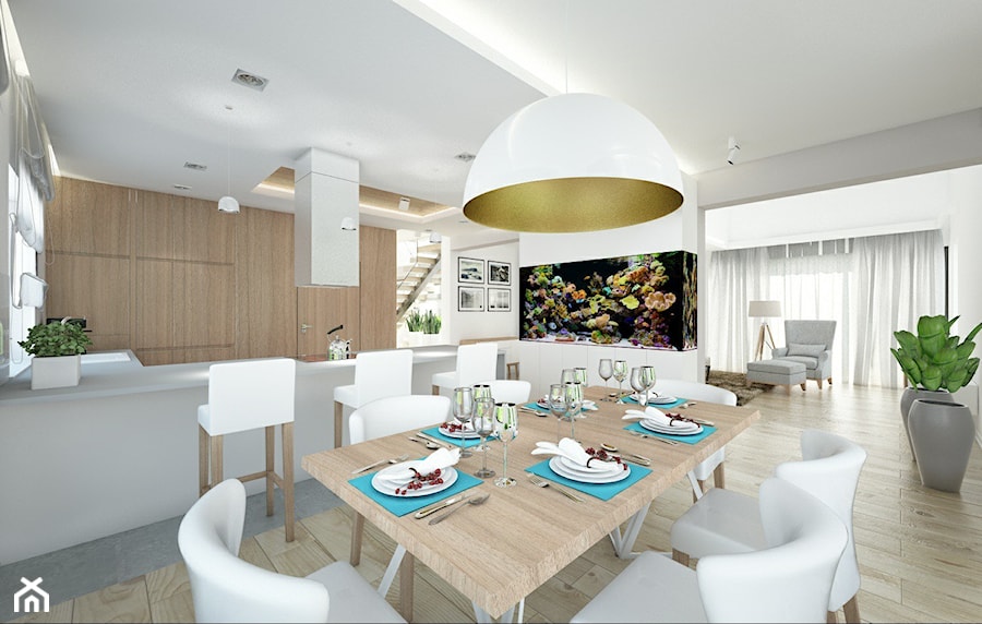 Średnia biała szara jadalnia jako osobne pomieszczenie, styl skandynawski - zdjęcie od Patryk Kowalski Design