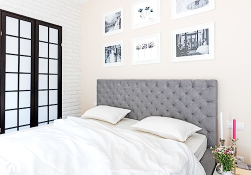 ul. Siedmiogrodzka - Średnia beżowa biała sypialnia, styl vintage - zdjęcie od Patryk Kowalski Design