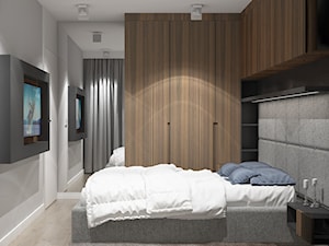ul.Krzywińska - Średnia biała szara sypialnia, styl nowoczesny - zdjęcie od Patryk Kowalski Design