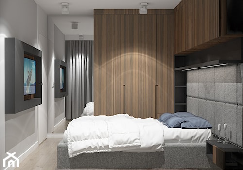 ul.Krzywińska - Średnia biała szara sypialnia, styl nowoczesny - zdjęcie od Patryk Kowalski Design