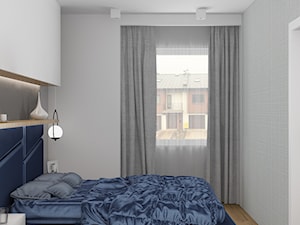 ul. Natolińska - Mała niebieska szara sypialnia, styl nowoczesny - zdjęcie od Patryk Kowalski Design
