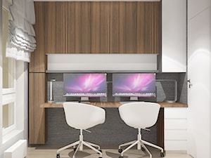 ul.Krzywińska - Średnie w osobnym pomieszczeniu z zabudowanym biurkiem białe szare biuro, styl nowoczesny - zdjęcie od Patryk Kowalski Design