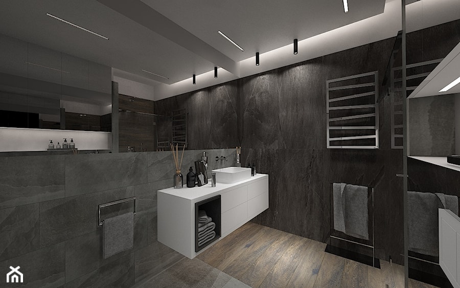 ul. Rzeczna - Średnia z punktowym oświetleniem łazienka, styl nowoczesny - zdjęcie od Patryk Kowalski Design