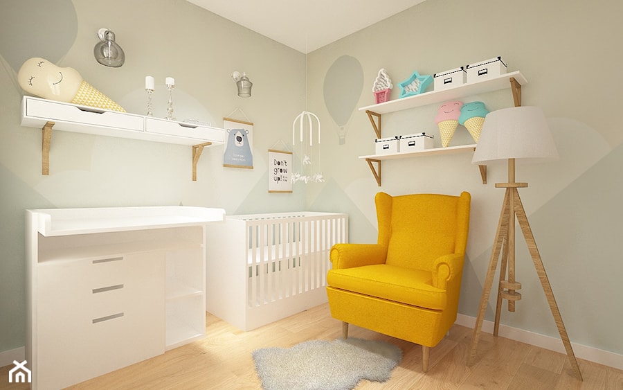 ul. Milenijna - Mały zielony pokój dziecka dla niemowlaka dla chłopca dla dziewczynki, styl tradycyjny - zdjęcie od Patryk Kowalski Design