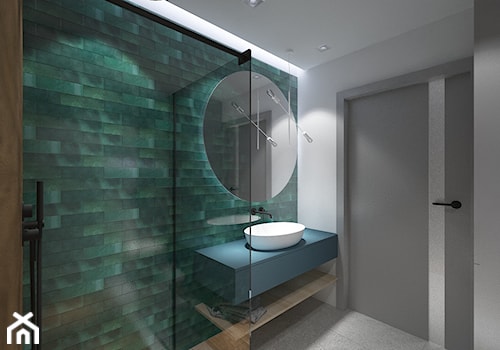 ul. Rogalskiego - Średnia bez okna z punktowym oświetleniem łazienka, styl nowoczesny - zdjęcie od Patryk Kowalski Design