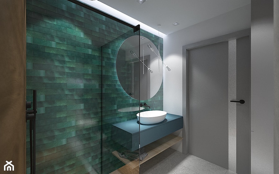ul. Rogalskiego - Średnia bez okna z punktowym oświetleniem łazienka, styl nowoczesny - zdjęcie od Patryk Kowalski Design