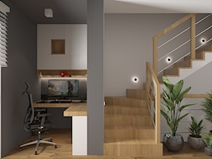 ul. Natolińska - Małe z zabudowanym biurkiem szare biuro, styl nowoczesny - zdjęcie od Patryk Kowalski Design