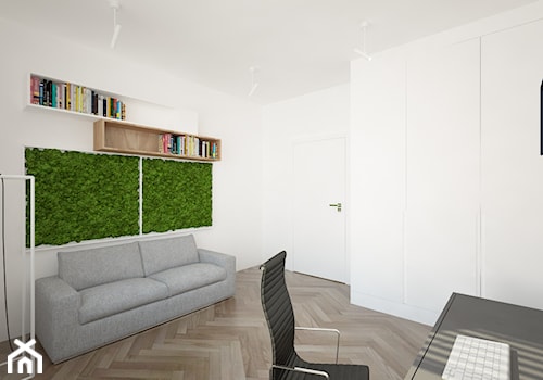 ul. Potoki - Średnie w osobnym pomieszczeniu z sofą białe biuro, styl skandynawski - zdjęcie od Patryk Kowalski Design