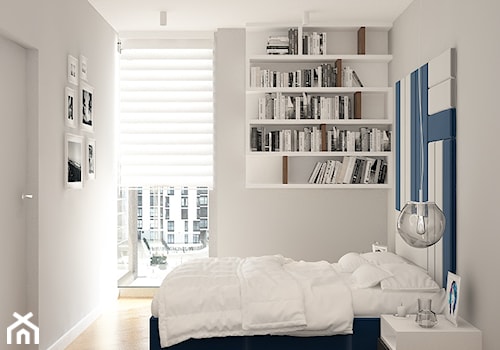 ul. Rydygiera - Mała szara sypialnia, styl minimalistyczny - zdjęcie od Patryk Kowalski Design
