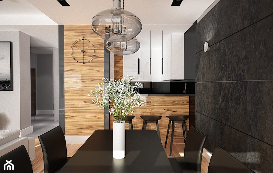 Średnia czarna szara jadalnia w salonie, styl nowoczesny - zdjęcie od Patryk Kowalski Design