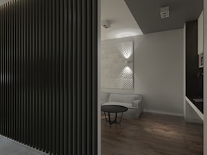 ul. Sarmacka - Średni beżowy czarny salon, styl minimalistyczny - zdjęcie od Patryk Kowalski Design