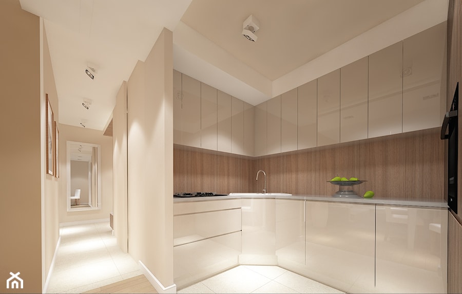 Średnia otwarta z zabudowaną lodówką kuchnia w kształcie litery u, styl nowoczesny - zdjęcie od Patryk Kowalski Design