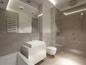 ul. Potoki - Duża bez okna z lustrem z marmurową podłogą z punktowym oświetleniem łazienka, styl minimalistyczny - zdjęcie od Patryk Kowalski Design