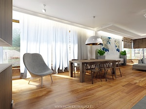 Białołęka 1 - Duża szara jadalnia w salonie, styl nowoczesny - zdjęcie od Patryk Kowalski Design