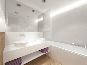 Route D' Esch - Mała bez okna z lustrem z dwoma umywalkami z punktowym oświetleniem łazienka, styl nowoczesny - zdjęcie od Patryk Kowalski Design