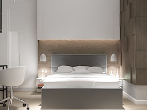 ul.Duracza - Średnia biała z biurkiem sypialnia, styl skandynawski - zdjęcie od Patryk Kowalski Design