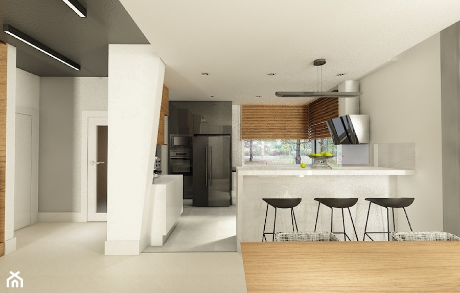 Błonie 1 - Średnia szara jadalnia w kuchni, styl nowoczesny - zdjęcie od Patryk Kowalski Design